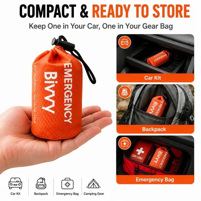 Bivy Bag Emergency - Emergency Sleeping Bag, PE Aluminum Film